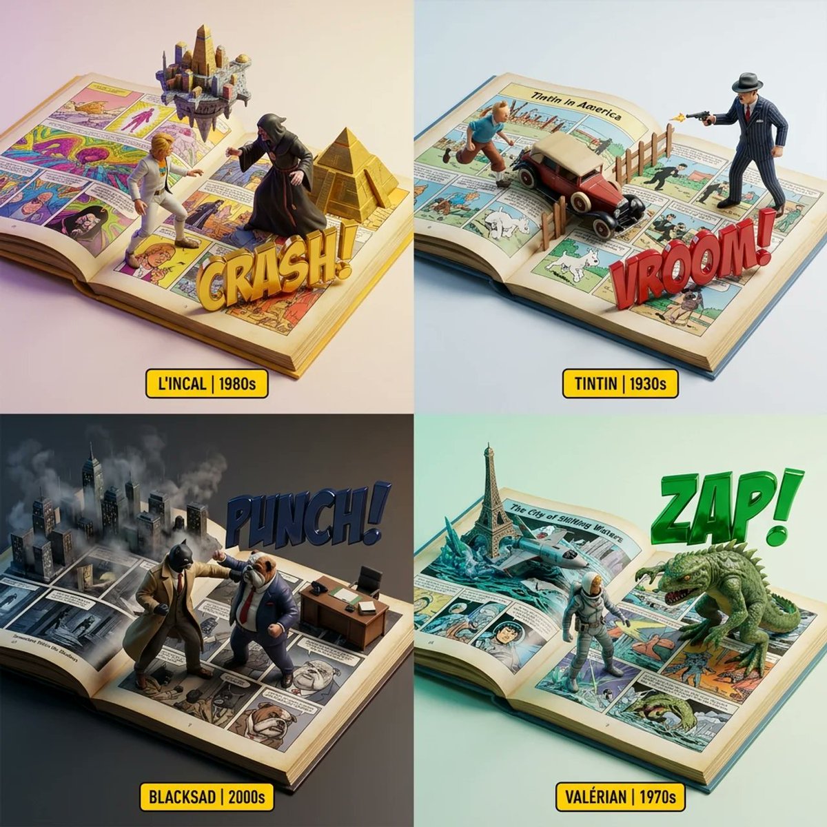 一个用于可视化漫画和连环画的趣味提示词。我用 Nano Banana 测试过。不确定 GPT 是否能让我试一试 :), 图片 1