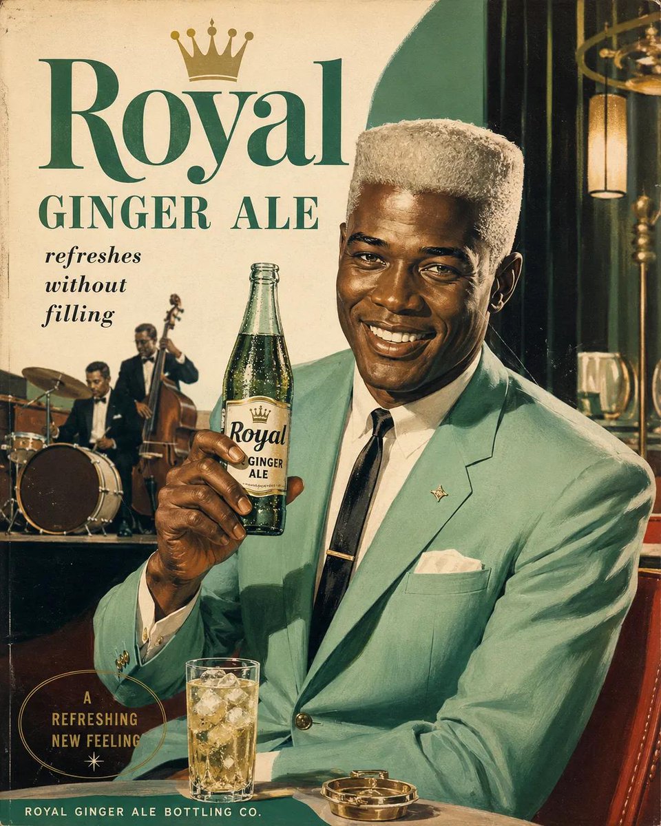 纯正的1960年代美国广告海报，[BREW]品牌，复古中世纪商业插画风格，[PERSON DESCRIPTION]手持一瓶结满冰霜的玻璃瓶[B…, 图片 3