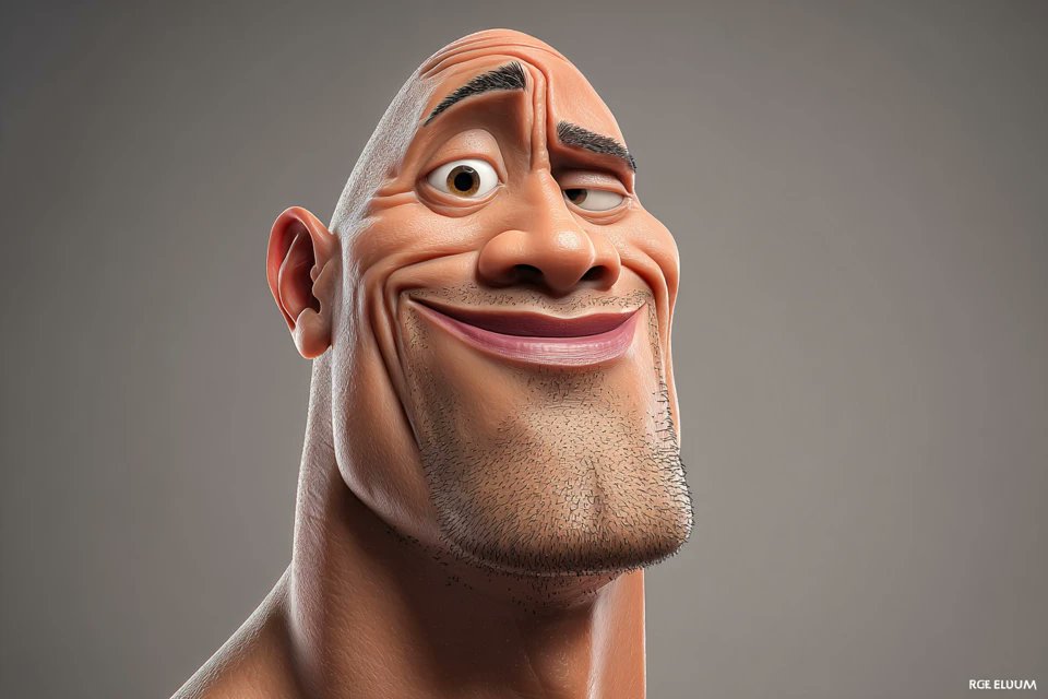 [名人]的高度风格化3D caricature，有着超大的头部、表情丰富的面部特征和充满趣味的夸张效果。以平滑精致的风格渲染，材质干净，环境光…, 图片 3