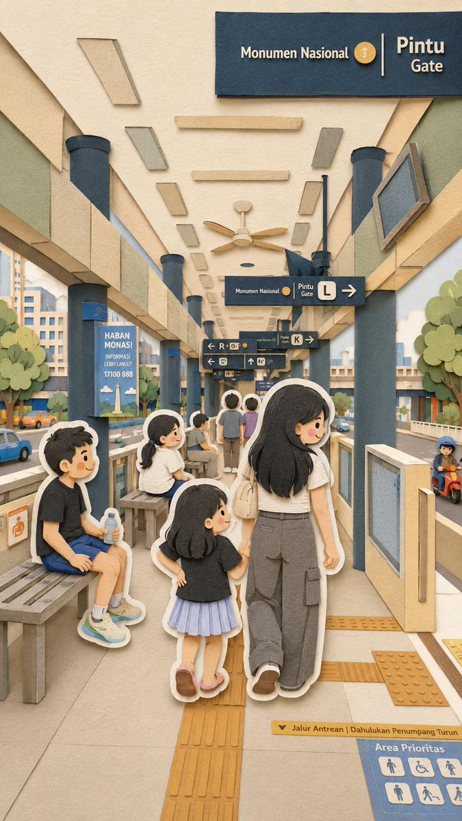 可爱卡哇伊家庭旅行拼贴画，将四个不同的场景组合在一幅构图中，可爱的动漫风格父母、朋友和孩子们一起自拍和探索，手工剪纸立体场景风格，分层硬纸板和…, 图片 2