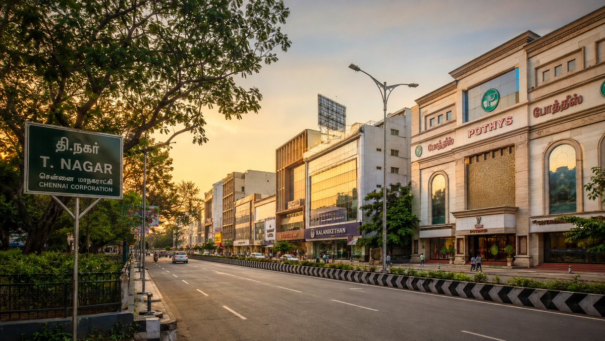 “我只想拍一张T Nagar(T·纳加尔)的漂亮照片,在单张图像中展现T Nagar的景观,不要出现太多的人物或交通。”, 图片 1