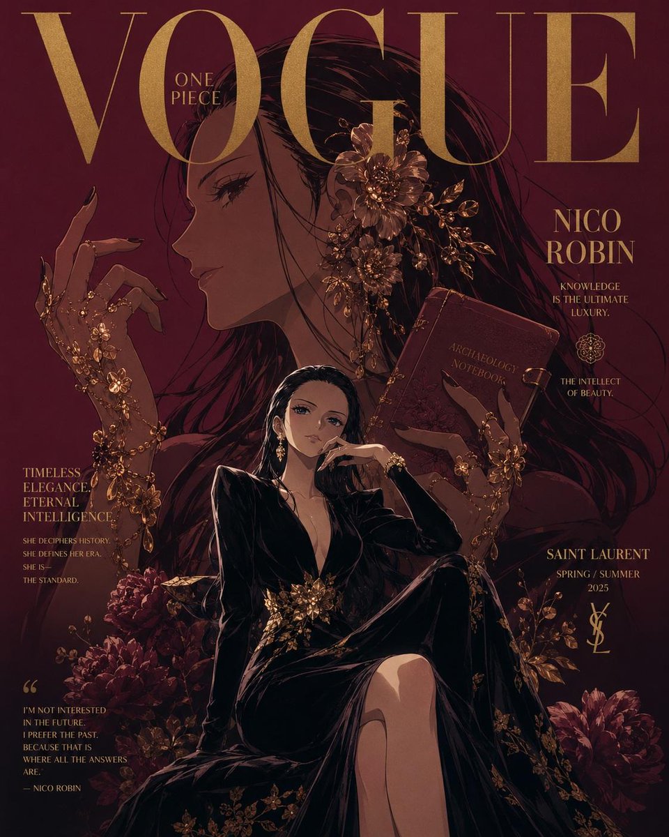 奢华动漫时尚杂志封面,灵感源自《Vogue》与高级定制时装大片,《海贼王》角色重塑为精英时尚偶像,戏剧化的电影级构图,超精细动漫插画,高端杂志…, 图片 4
