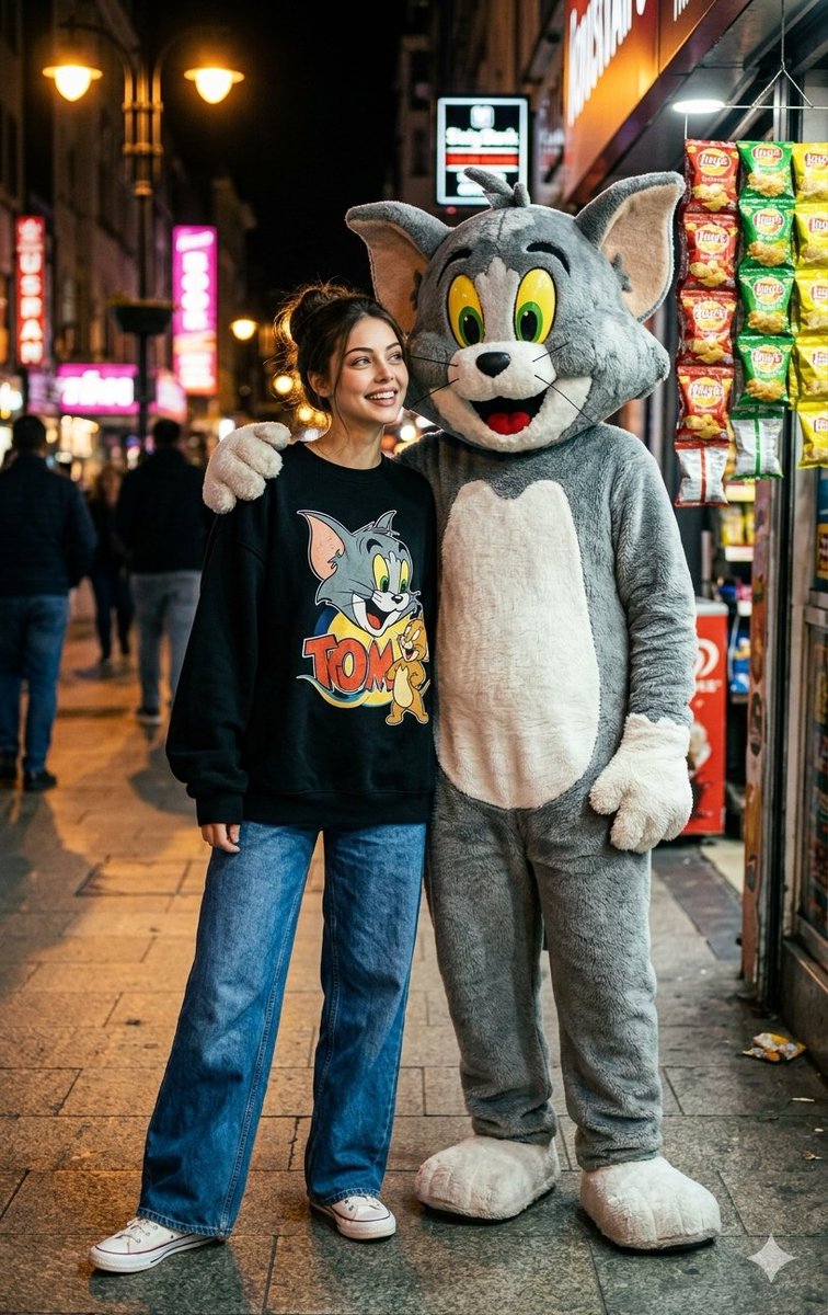 一张在夜晚温暖路灯下拍摄的全景街拍照片。, 图片 1
