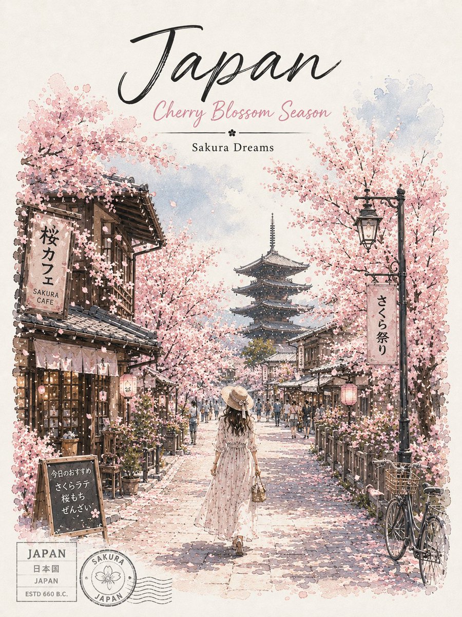 一幅梦幻复古风格的日本北海道旅行海报插画,灵感源自柔和的水彩与水墨旅行艺术美学。画面中,富良野无尽盛开的薰衣草田以整齐的鲜艳紫色花海排列,向地…, 图片 1