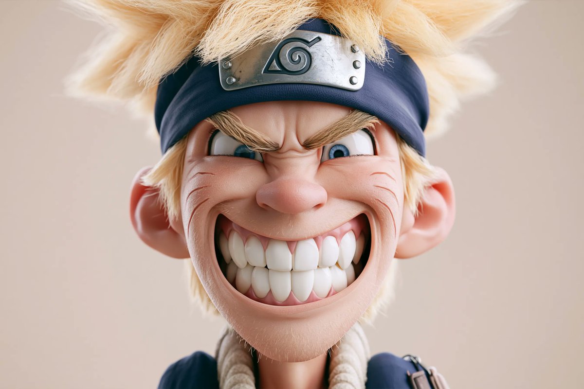 一个高度风格化的[Character]三维卡通形象，头部超大，面部表情丰富，造型夸张有趣。采用光滑精致的渲染风格，材质干净，柔和的环境光照。极…, 图片 2