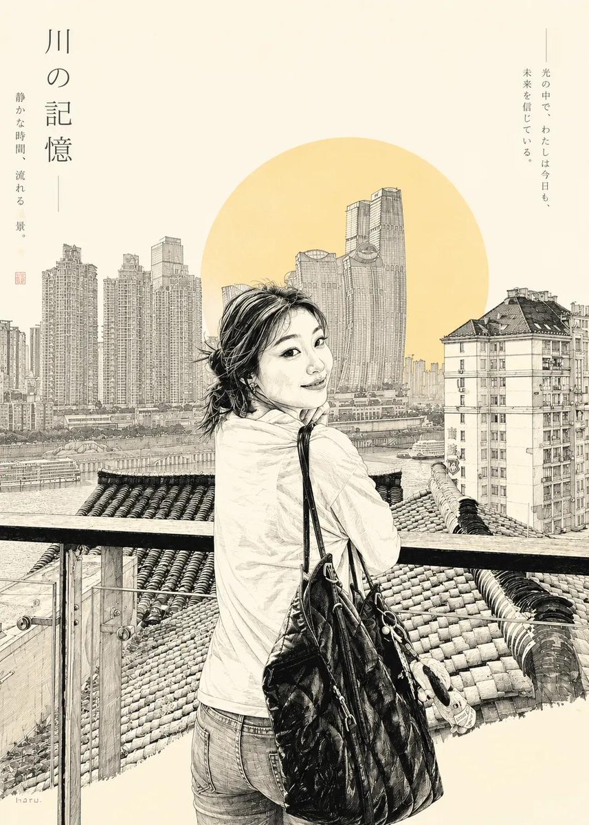 将照片中的人物转变为现代日本线条艺术插画,超精细钢笔素描,米黄色与象牙白色调,极简编辑设计,精致排线与雕版质感,干净的留白空间,独立杂志美学,…, 图片 2