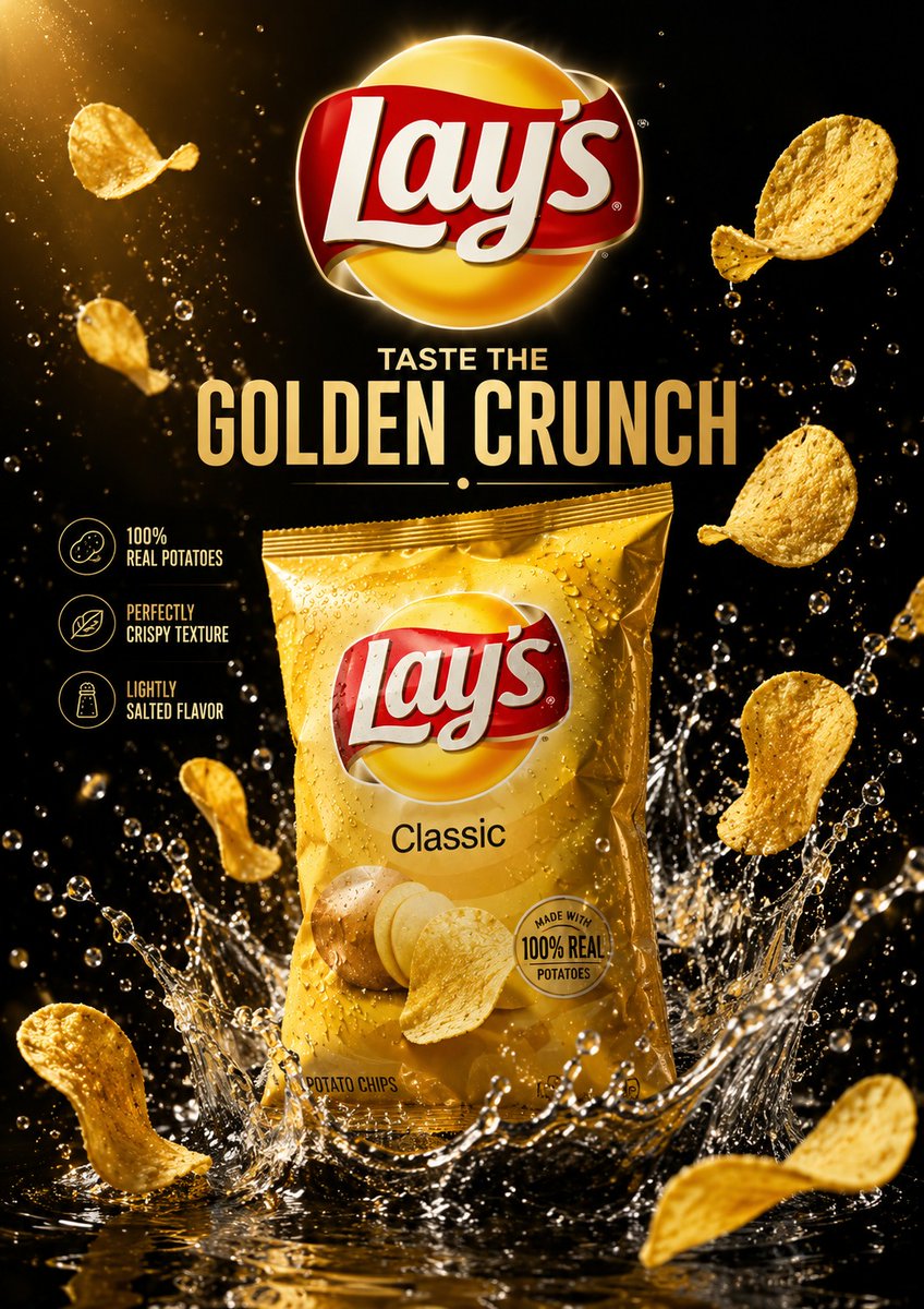 为一家著名零食品牌打造一款超高端奢华风格广告海报,由世界顶级平面设计师、奢侈品牌专家以及屡获大奖的广告艺术总监亲自操刀设计。将产品作为视觉主角…, 图片 1