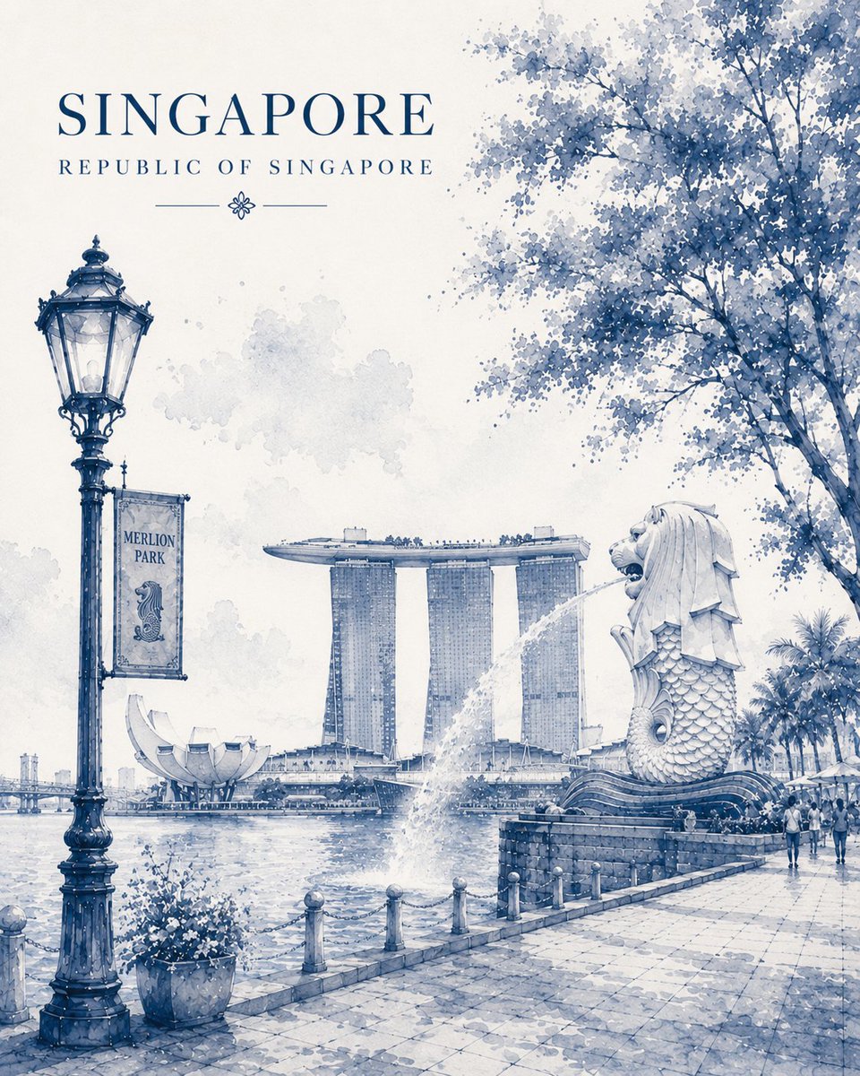 极简复古水彩旅行海报插画，描绘[CITY NAME]，[COUNTRY]，完全以优雅的单色[COLOR]水彩与精细的墨线笔触呈现。, 图片 3