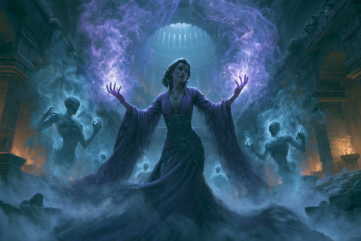 黑暗奇幻插画：描绘一个[subject]，采用经典奇幻封面艺术风格。戏剧性的构图，强健有力的解剖结构，丰富的大气光效，错综复杂的服饰与武器细节…, 图片 2