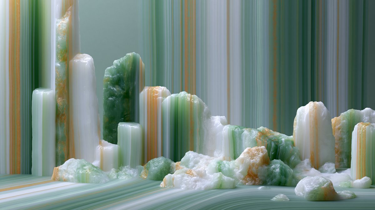 柔和 温柔 美丽 连续 垂直 绿色和白色 线条 --ar 16:9 --profile v23i2sd --stylize 500 --hd …, 图片 3
