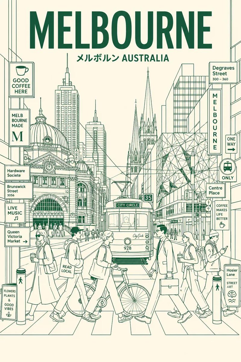 创建一张超高分辨率的极简线条艺术旅行海报，主题为 [DESTINATION]，将这座城市描绘为时尚的日常都市场景，而非游客明信片。, 图片 4