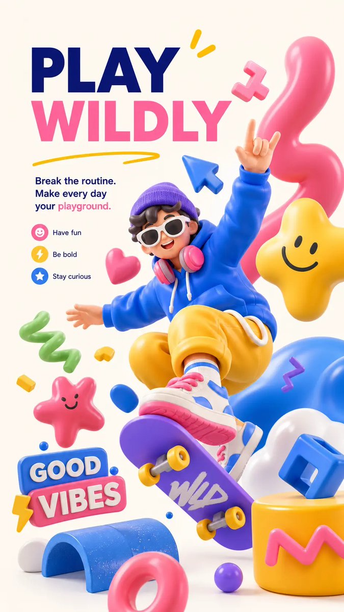 现代互联网视觉设计卓越风格,Behance / Dribbble 3D 插画海报美学,C4D 风格的柔光渲染,高饱和度的鲜艳色彩,多巴胺配色方…, 图片 1