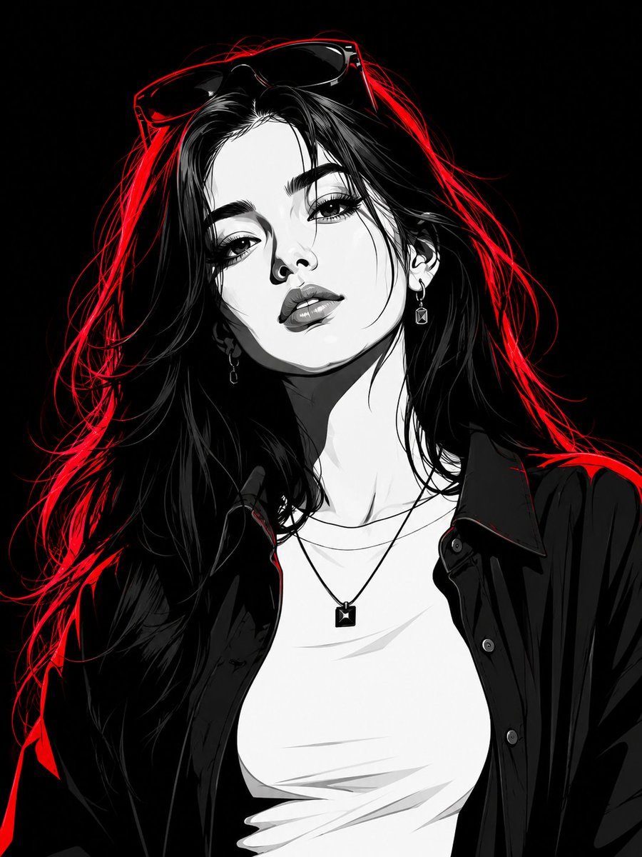 Transform the subject into a striking high-contrast monochrome vector portrait,…