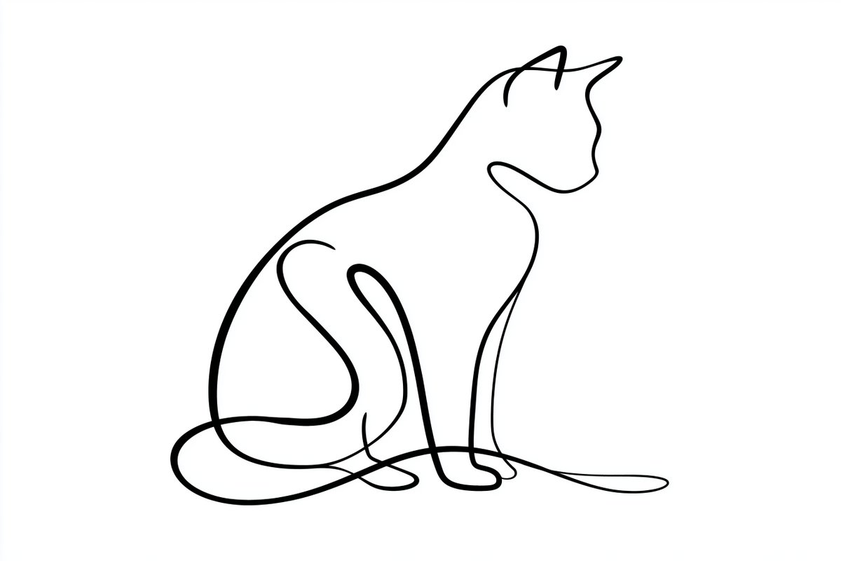 一幅极简风格的连续线条画[subject]（主题），以干净的二维平面矢量风格绘制。在纯白色背景上用一条连续的[color]（颜色）线条勾勒。无…, 图片 2