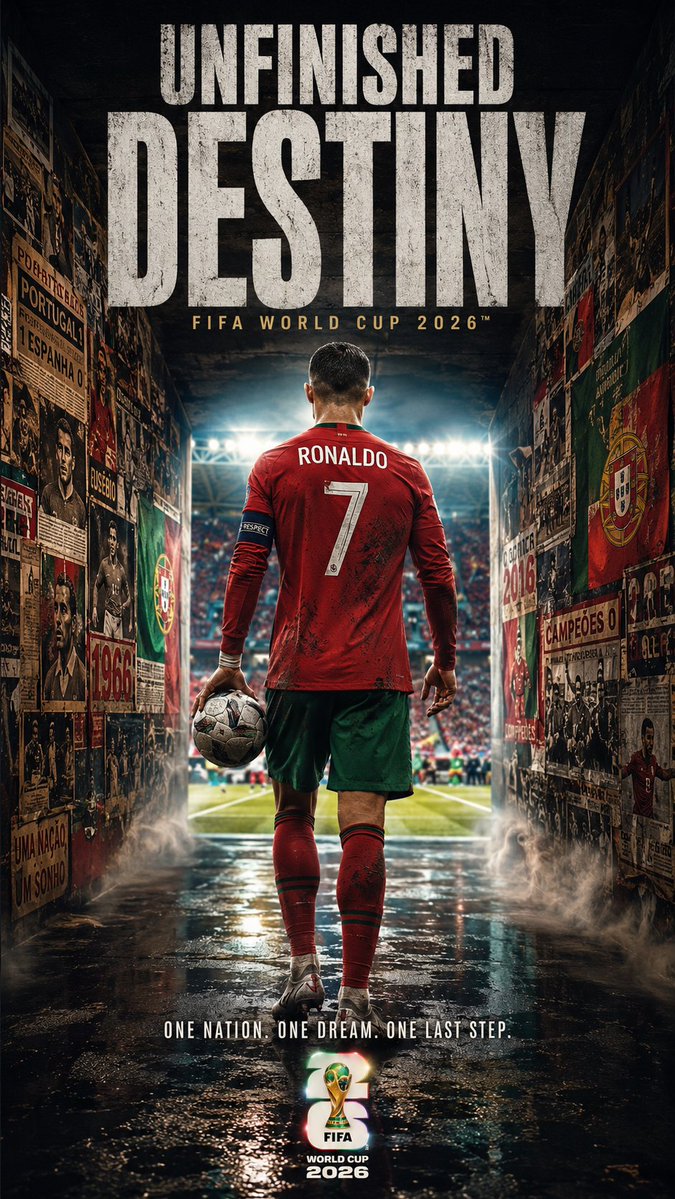 超现实主义电影感体育海报，官方 FIFA 世界杯 2026 氛围，顶级电影级摄影质感，竖向构图 (9:16)。, 图片 1