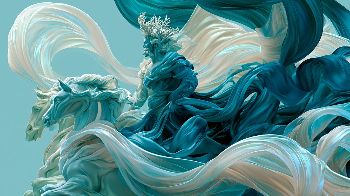 [LEGENDARY_FIGURE] 威临 [CREATURE/BEAST]，以光滑的体积感三维编辑插画风格呈现，巨大而半透明的丝绸缎带极光形…, 图片 4