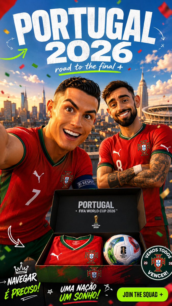 两个超光泽皮克斯风格的3D头像，代表[COUNTRY_NAME]参加2026年FIFA世界杯阵容中两位最大的现役球星。主球员以充满活力的表情向…, 图片 1