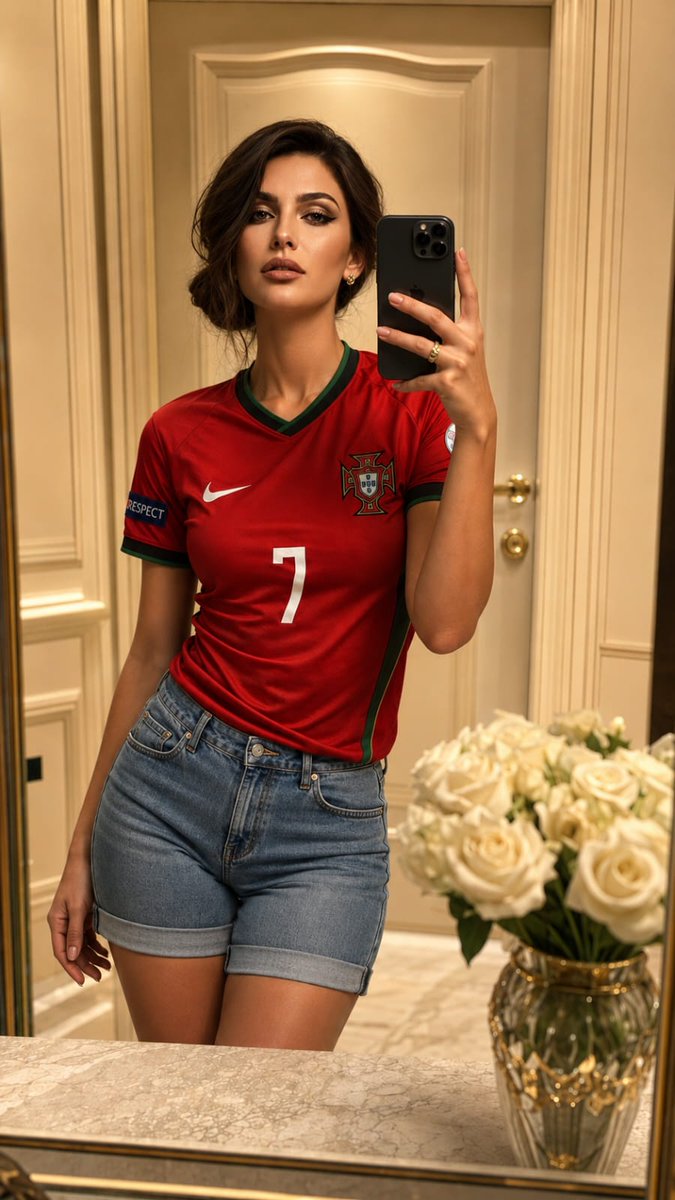 超写实奢华镜⾃拍照，与参考图像中为同一位年轻女性，精确保留她的面部特征，包括面部结构、五官、比例、肤⾊、发型特征和整体外观。她站在精致高端室内…, 图片 1