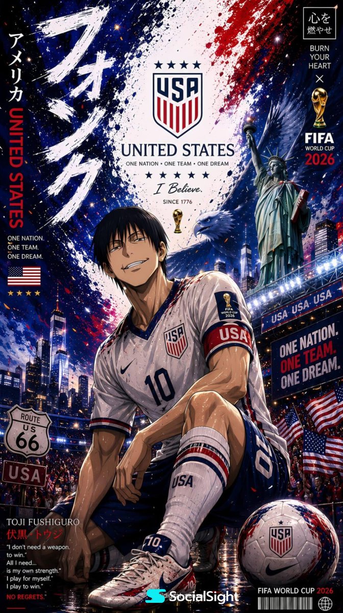 为2026年在美国举办的国际足球锦标赛创作一幅超精细的动漫体育海报。, 图片 2