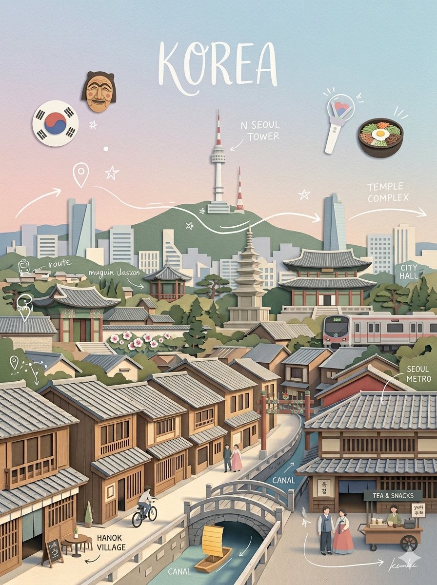 创作一幅高品质商用级竖版 3:4 分层剪纸拼贴插画，主题为 [CITY]（[COUNTRY]），展现这座城市历史底蕴与当代都市身份和谐共生的面…, 图片 3
