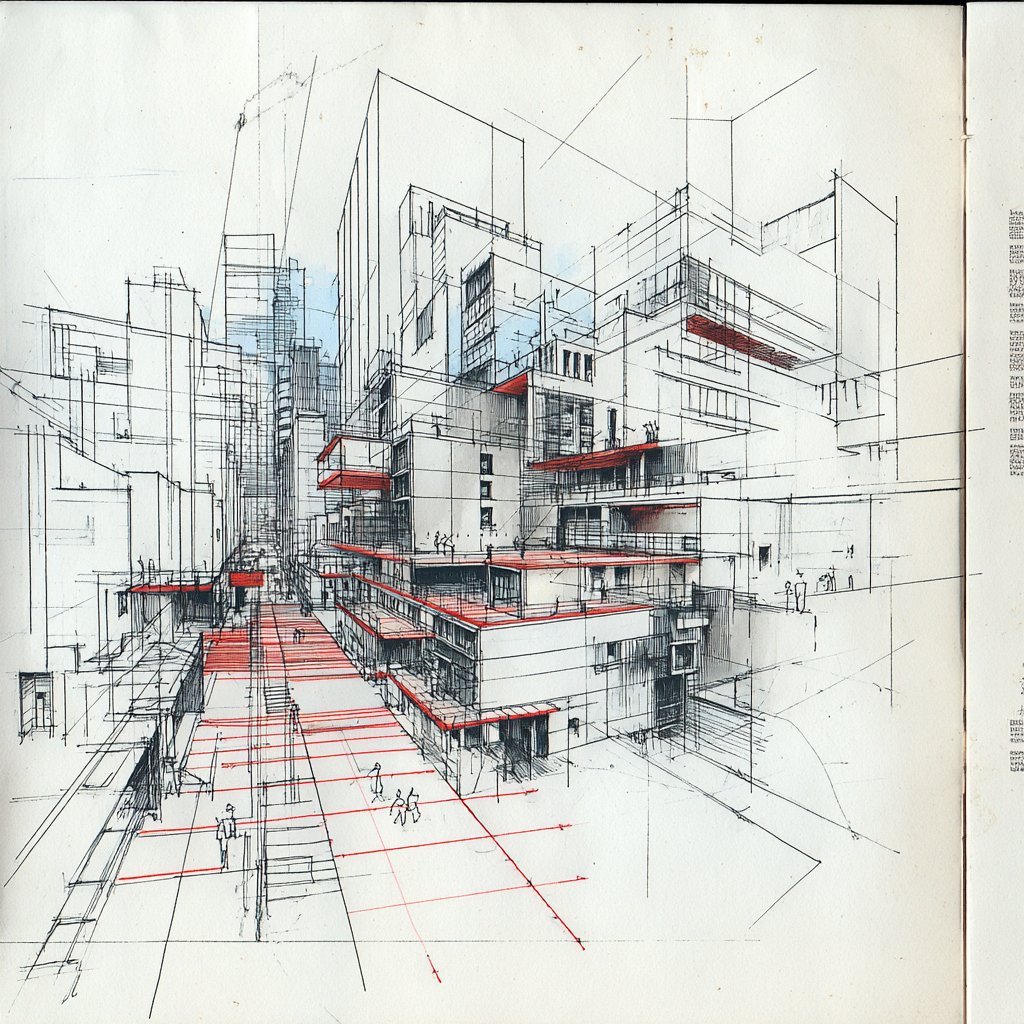 15秒电影级建筑可视化,活生生的速写本化为现实,优雅的技术插画,动态剪辑,无缝变形转场,真实物理效果,建筑纪录片美学,纸张质感保留,电影级镜头…, 图片 2