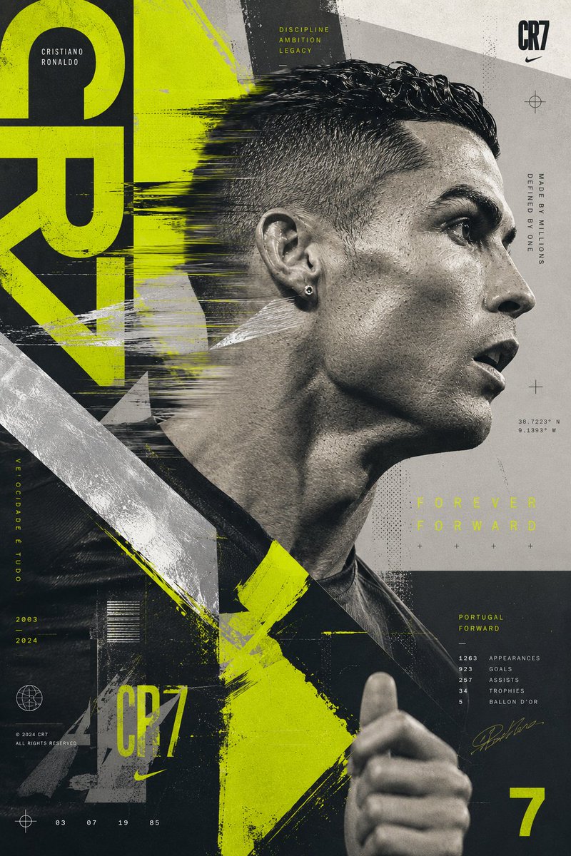 创作一张实验性的克里斯蒂亚诺·罗纳尔多（Cristiano Ronaldo）海报，以动态捕捉的惊艳侧面肖像为核心。罗纳尔多似乎正在画面中移动，…, 图片 2