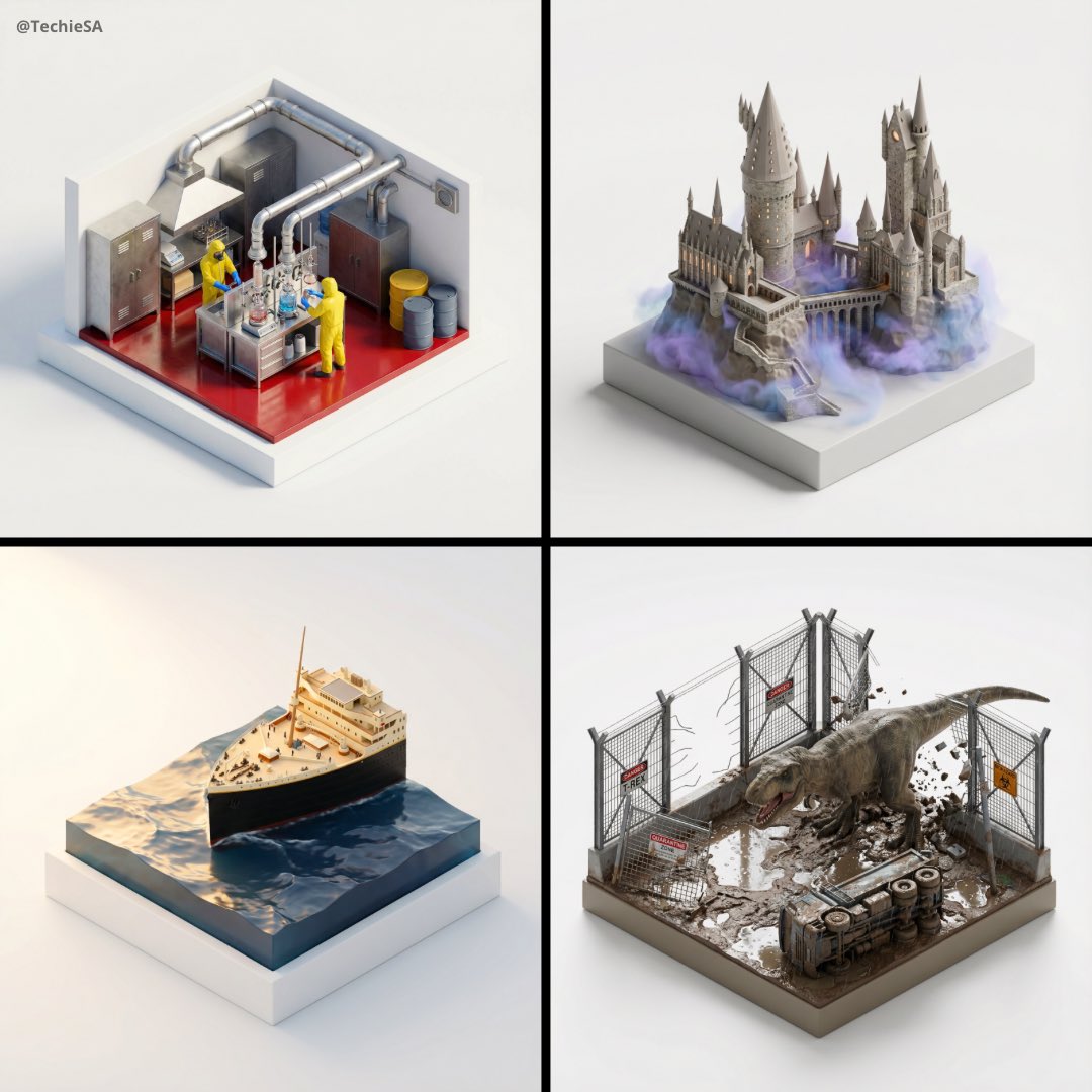 https://t.co/gLOO17RmRB prompt: Ultra-detailed 3D isometric miniature diorama r…