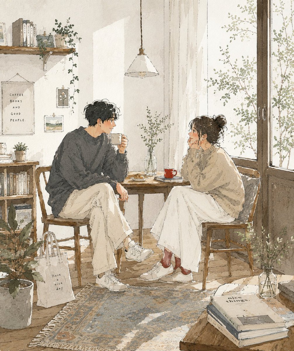 创作一幅精致的当代日本生活方式插画，营造温馨的日常生活氛围。, 图片 2