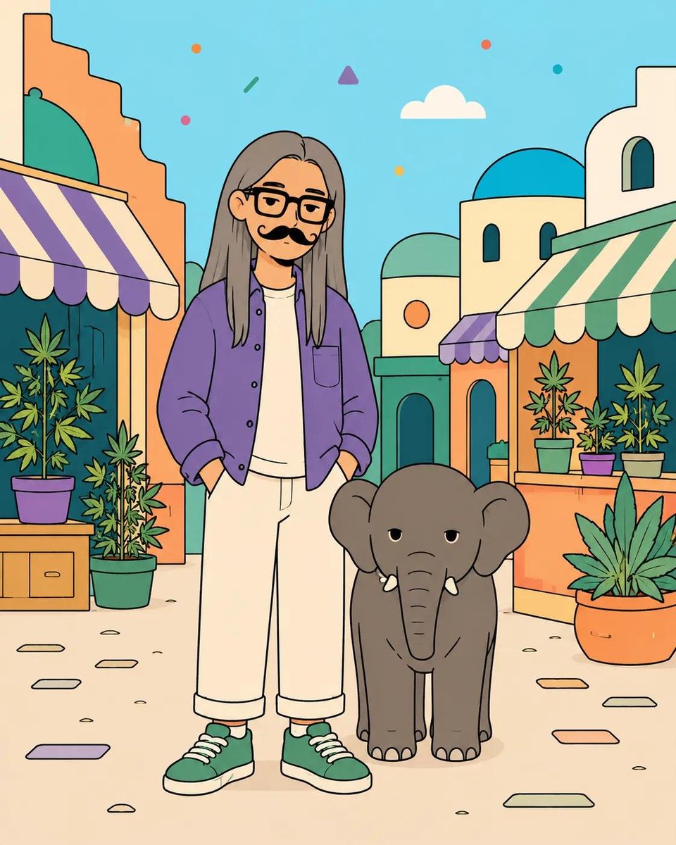 俏皮的扁平矢量海报插画，画面中[HUMAN]与[ANIMAL]以[POSE]姿势合影，身穿[CLOTHING]，背景设定在[SCENERY]。…, 图片 4