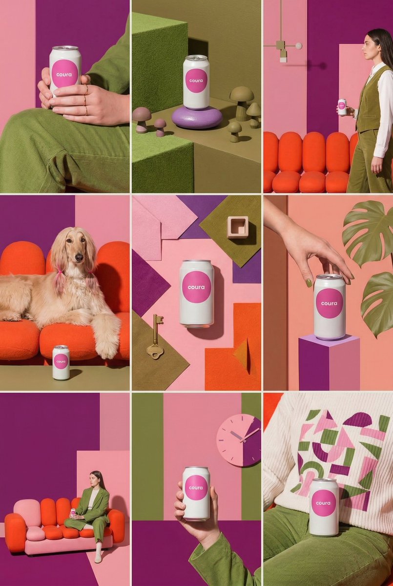 为这款产品设计一个 9 图 Instagram 主页，保持 [相同的美学风格]。使用多样化的地点、角度和构图 —— 融入人物、动物、自然和不同…, 图片 1