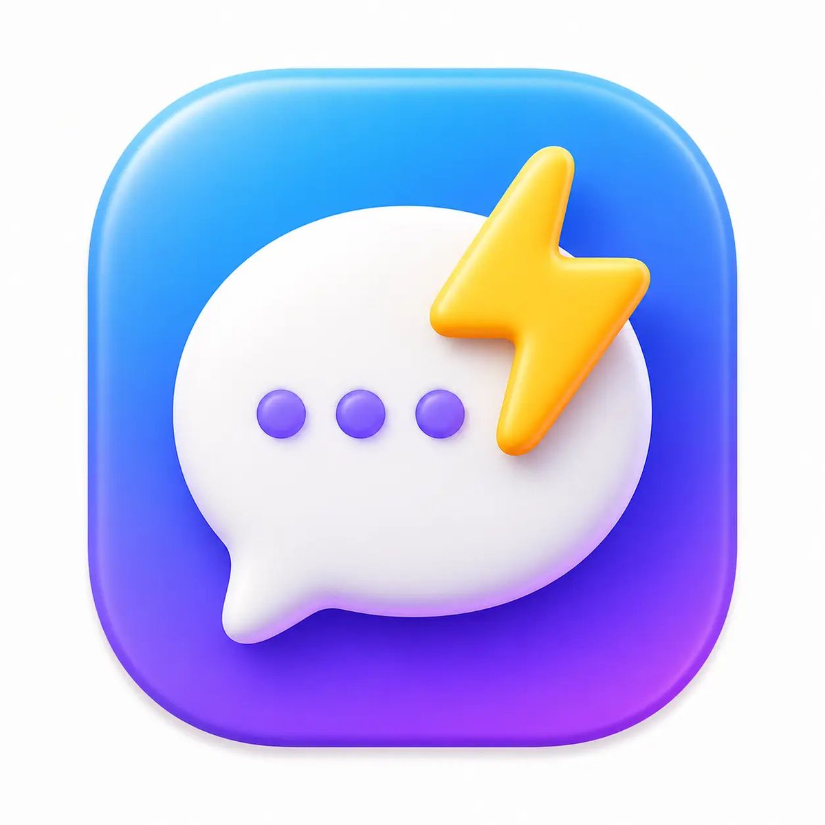 为一款名为 'Flash Chat' 的应用设计一个 macOS App Store 图标。单个圆角矩形图标,边角平滑连续圆润,居中放置在带内…, 图片 1