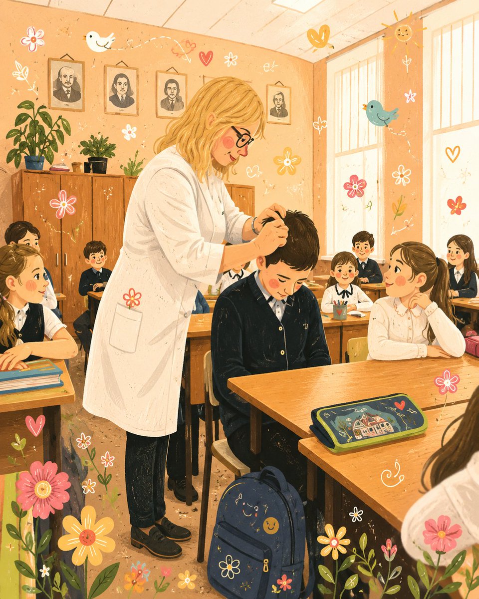 将这张照片转化为充满奇趣的民俗风扁平插画,并添加涂鸦元素。保留原始构图和人物,但将所有细节简化为干净、色彩鲜明的扁平形状,呈现手工制作的童趣质…, 图片 2