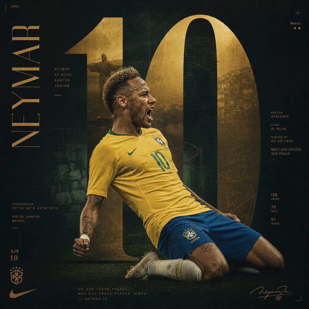 创建一个屡获殊荣的 Behance 体育海报，以 Neymar Jr.（内马尔）为主题，由顶级创意机构设计，如 Vasjen Katro、Zi…, 图片 1