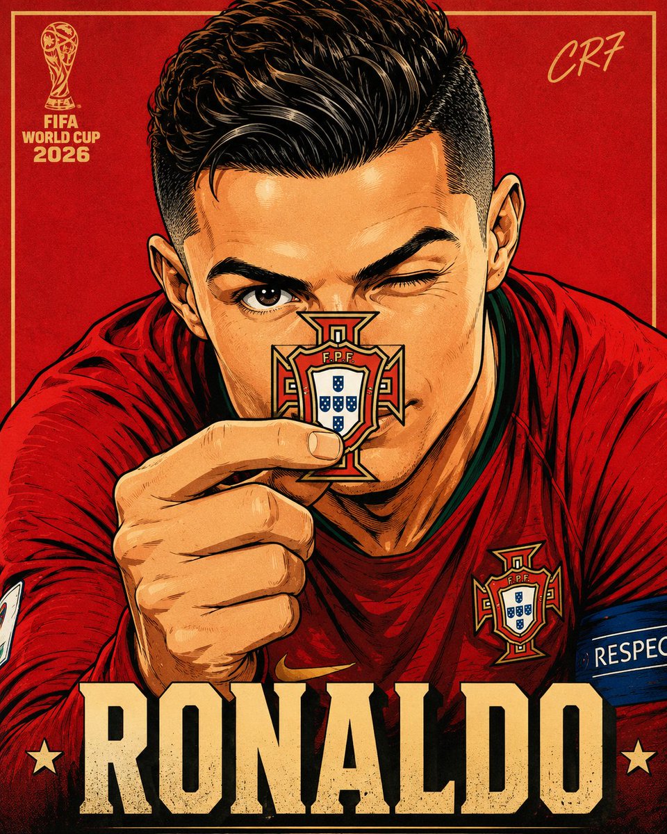 超精细 FIFA 2026 世界杯 波普艺术动漫插画，主体为 [SUBJECT]，特写肖像，身体前倾，左眼眨眼，右眼直视观众，左手拿着一枚微型…, 图片 1