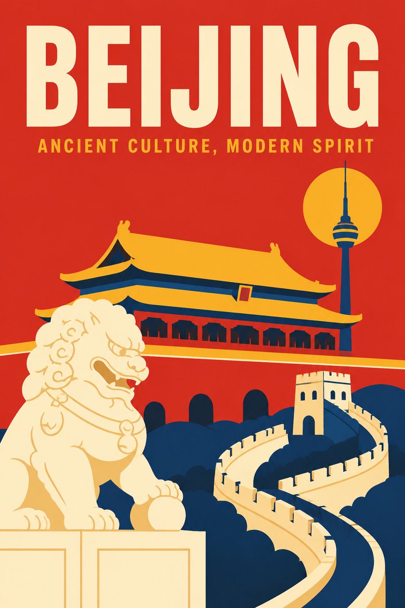 一张以[City Name]为城市的扁平极简风格旅行海报，特色是[Main Subject]的风格化插画。, 图片 4