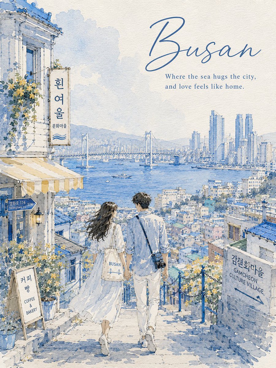 在带有纹理的手工水彩纸上,创作一幅 3:4 纵向水彩城市速写旅行海报。, 图片 3