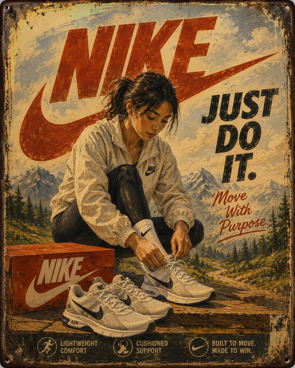 复古手绘广告海报，画面主体为[PRODUCT]，由[HUMAN]身着[CLOTHING]，以[POSE]的姿态出现，人物前方设有大型清晰可读的…, 图片 2