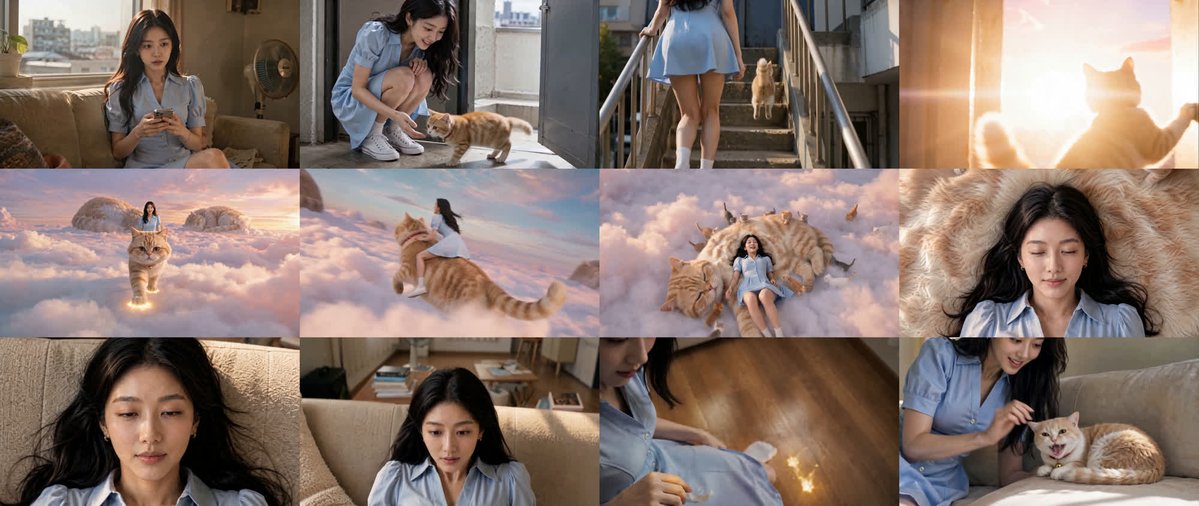 🎬 完整提示词 — "Rooftop Cat / 옥탑방 고양이" 45秒, 图片 1
