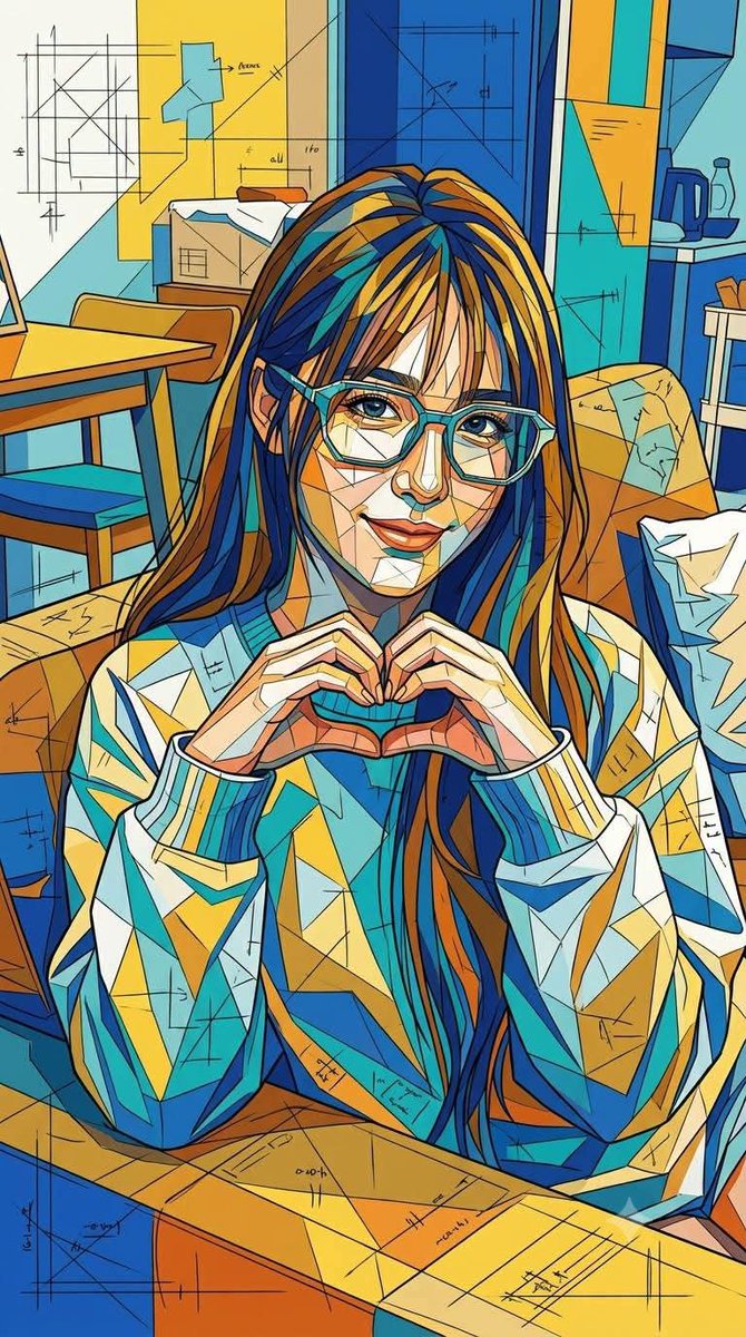 一幅极致精细的几何马赛克肖像插画，融合立体主义抽象、建筑蓝图美学和当代编辑设计流行艺术风格。由成千上万块相互锁合的棱角分明多边形碎片构成，无彩…, 图片 3