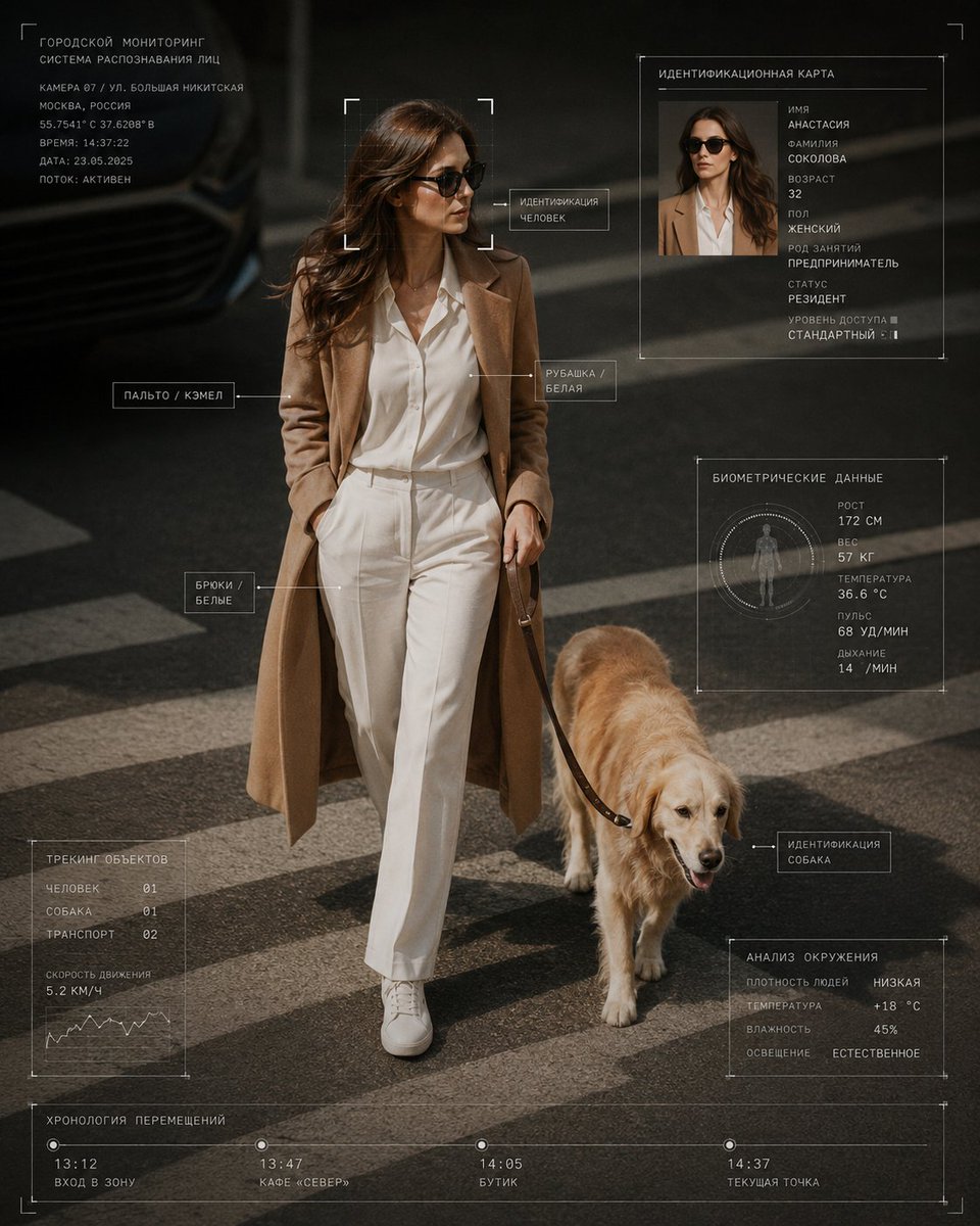 赛博核 编辑风格摄影：[your details] 身着 [clothing]，与 [animal] 一同在 [location] 中行走。画…, 图片 1