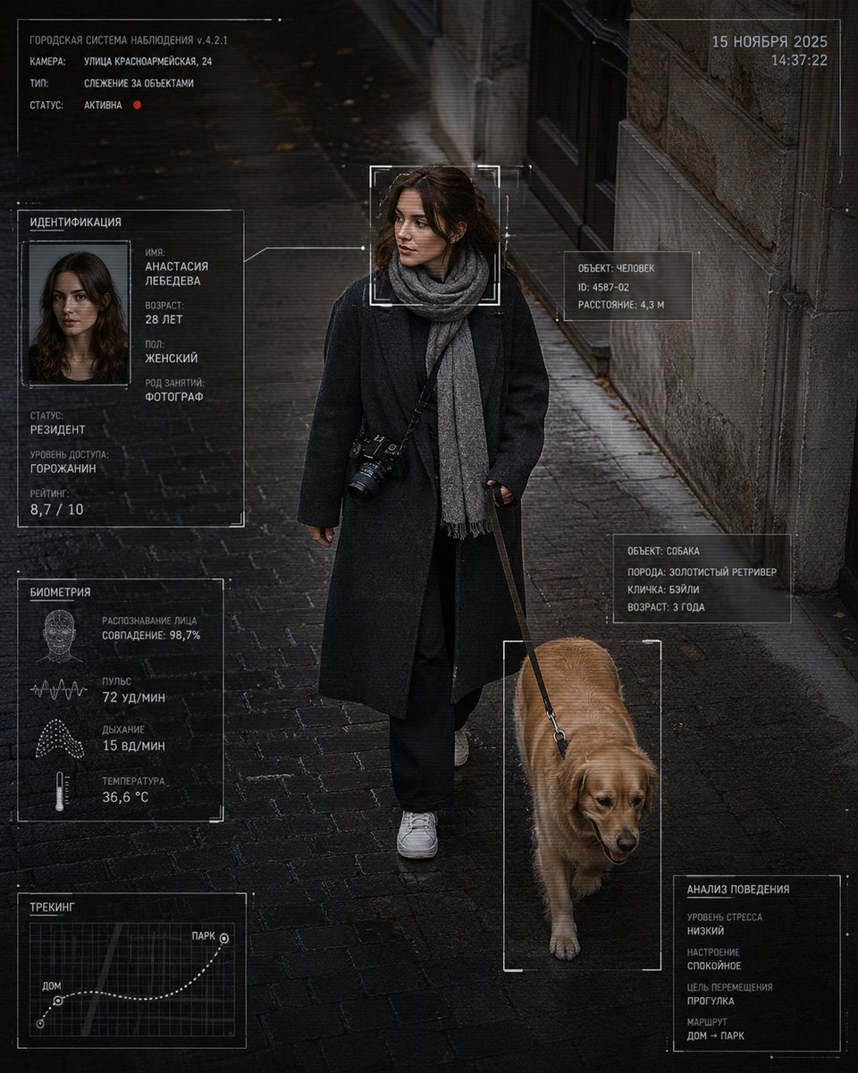 赛博核 编辑风格摄影：[your details] 身着 [clothing]，与 [animal] 一同在 [location] 中行走。画…, 图片 2