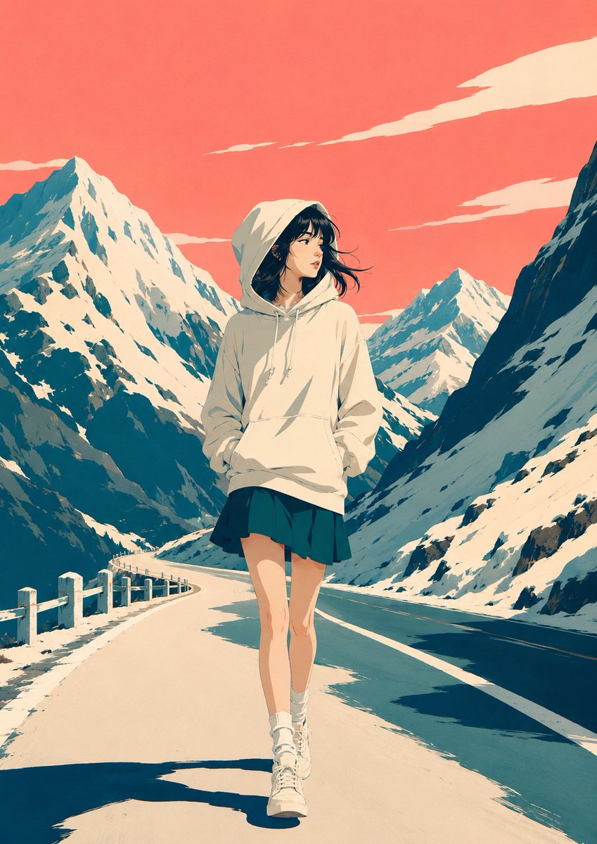 https://t.co/6UepnyRMpV 精致的日式风格插画，带有复古旅行海报的气质，以 [xxx] 为中心。主体以高级日式时装插画的方…, 图片 2