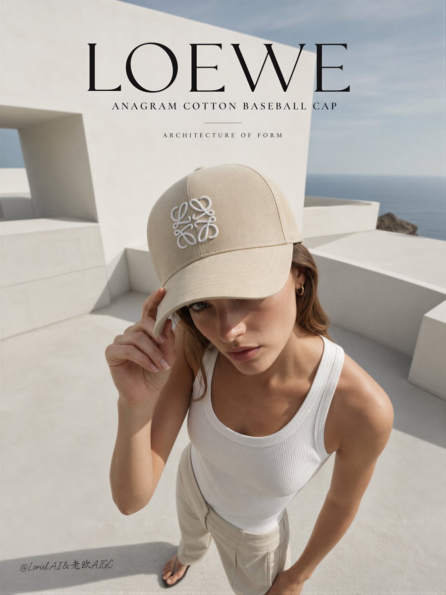 廉价的棒球帽,伪造的 Loewe 标志,刺绣错误,帽型结构扭曲,塑料感面料,杂乱的建筑,混乱的屋顶,拥挤的场景,面部细节不足,糟糕的人体结构,…, 图片 1