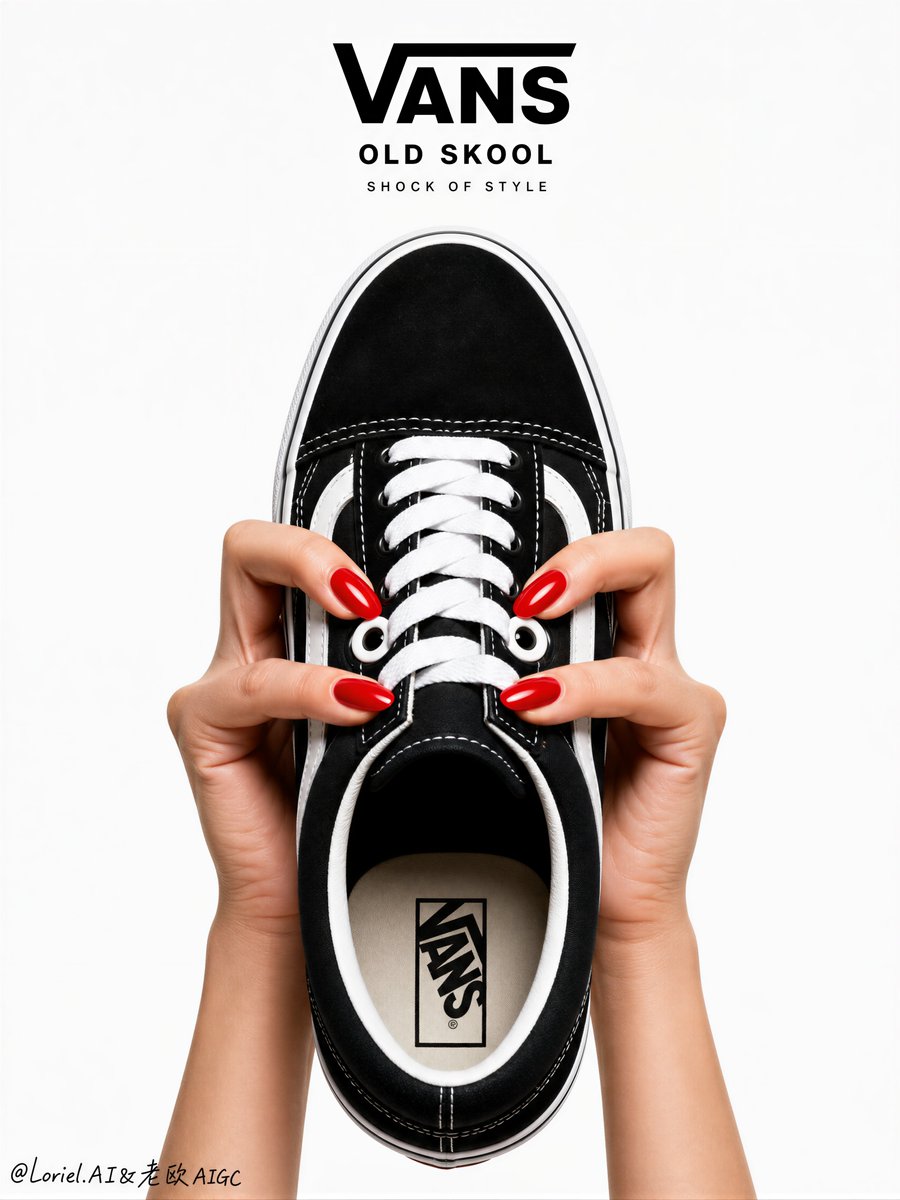 卡通脸,绘制的面部特征,伪造的 Vans 标志,不正确的 Old Skool 鞋型,扭曲的鞋子比例,多余的鞋子,杂乱的背景,堆满的道具,变形的…, 图片 1
