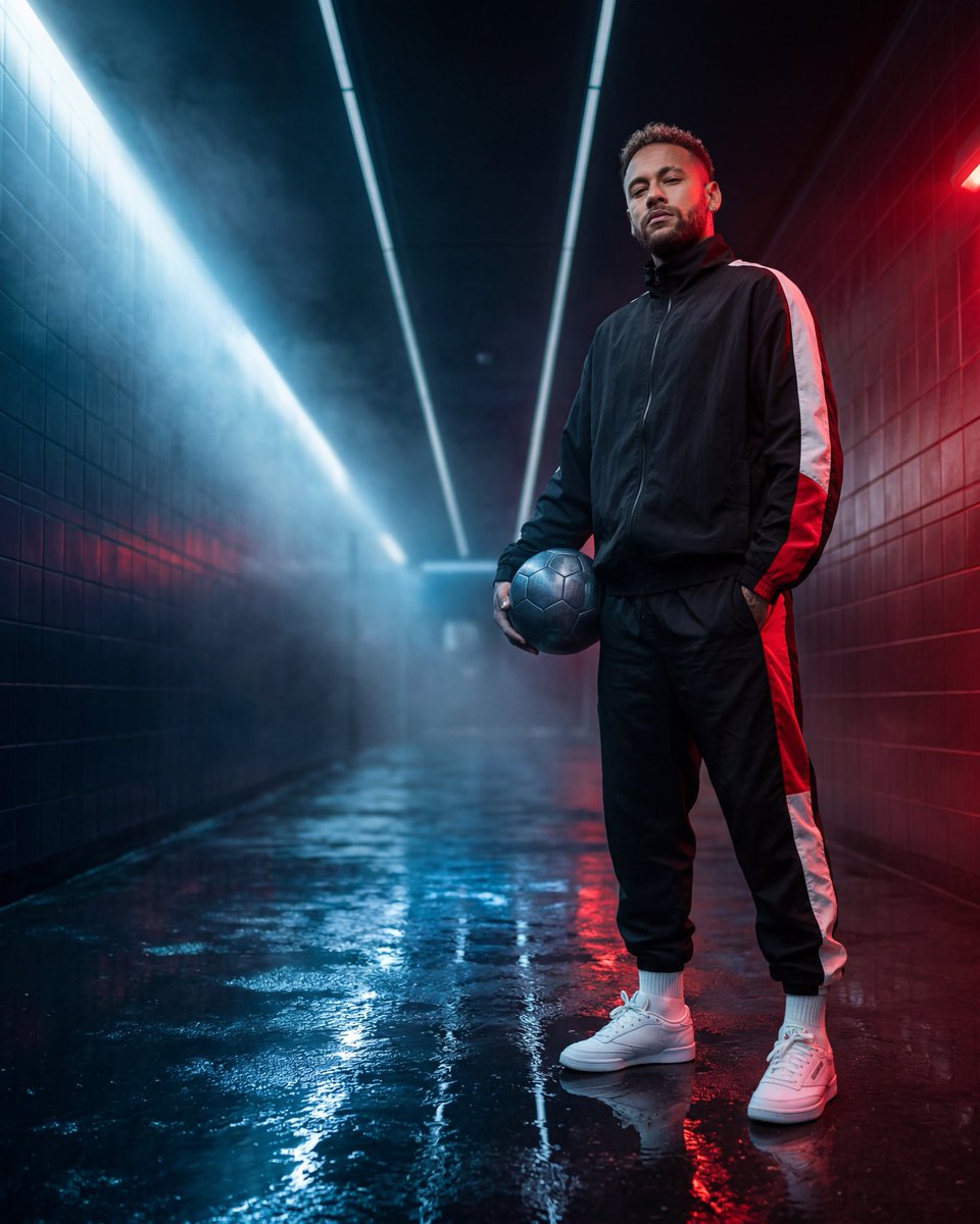 创建一张超电影感、超写实的足球主题编辑级人物肖像，主体为 [SUBJECT / FOOTBALL PLAYER]，必须严格保留上传参考图中主体…, 图片 3