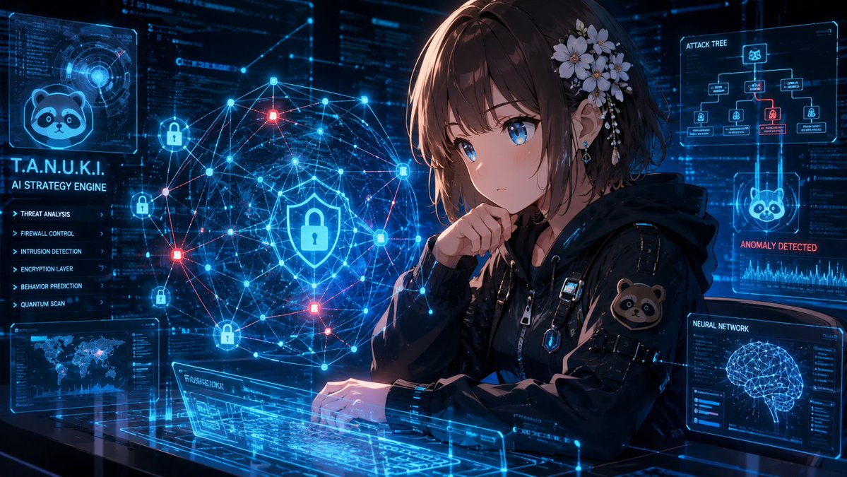 1girl, tanuki girl, cyber security, hacker, AI, strategy, thinking, ser…, 图片 1