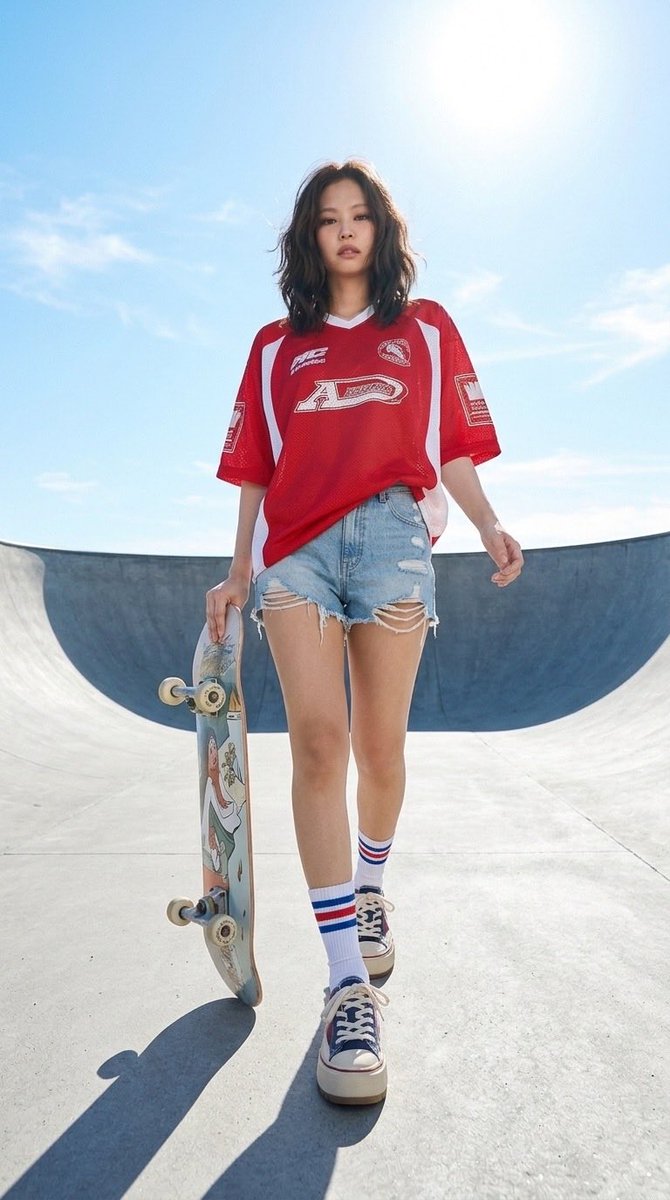 subject_and_outfit_formula:一位时尚的年轻东亚女性,神情自信且酷感十足,深色齐肩秀发被微风轻轻拂动。她身穿一件宽松的…, 图片 1