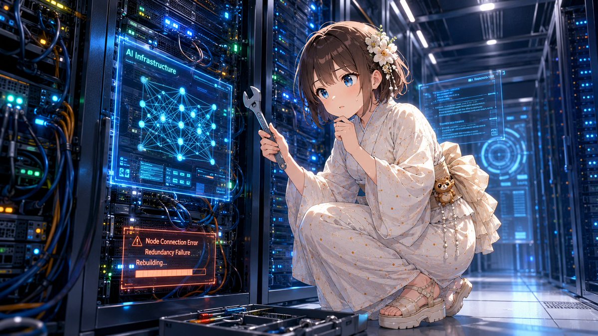 1girl, tanuki girl, in a server room, surrounded by glowing servers and…, 图片 1