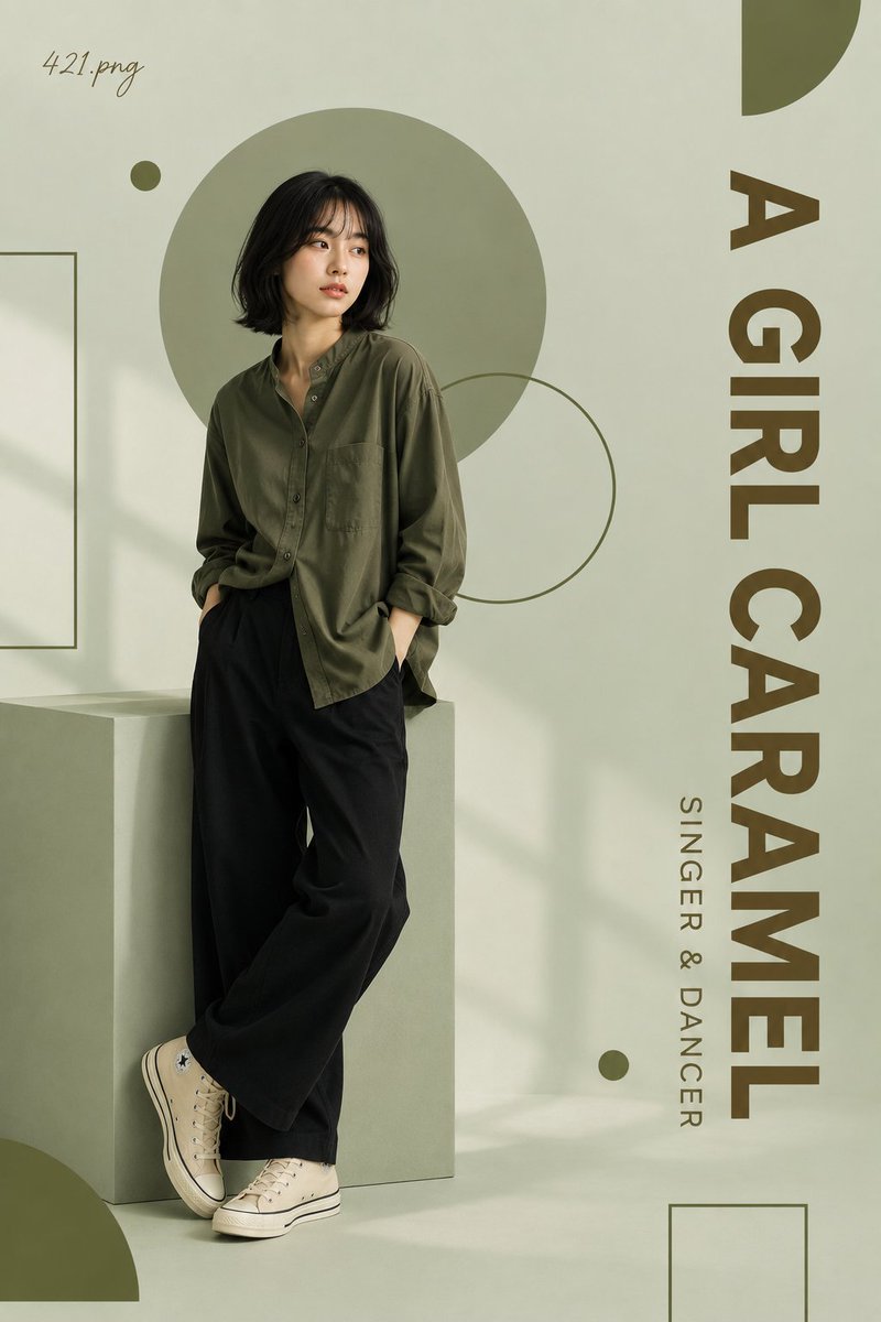 一张高端极简风格的编辑人像海报，画面中一位开朗的年轻女性自然地坐在一把简约的黑色金属凳上，双腿交叉，温暖地朝镜头微笑。她留着柔软的刘海黑色短发…, 图片 3