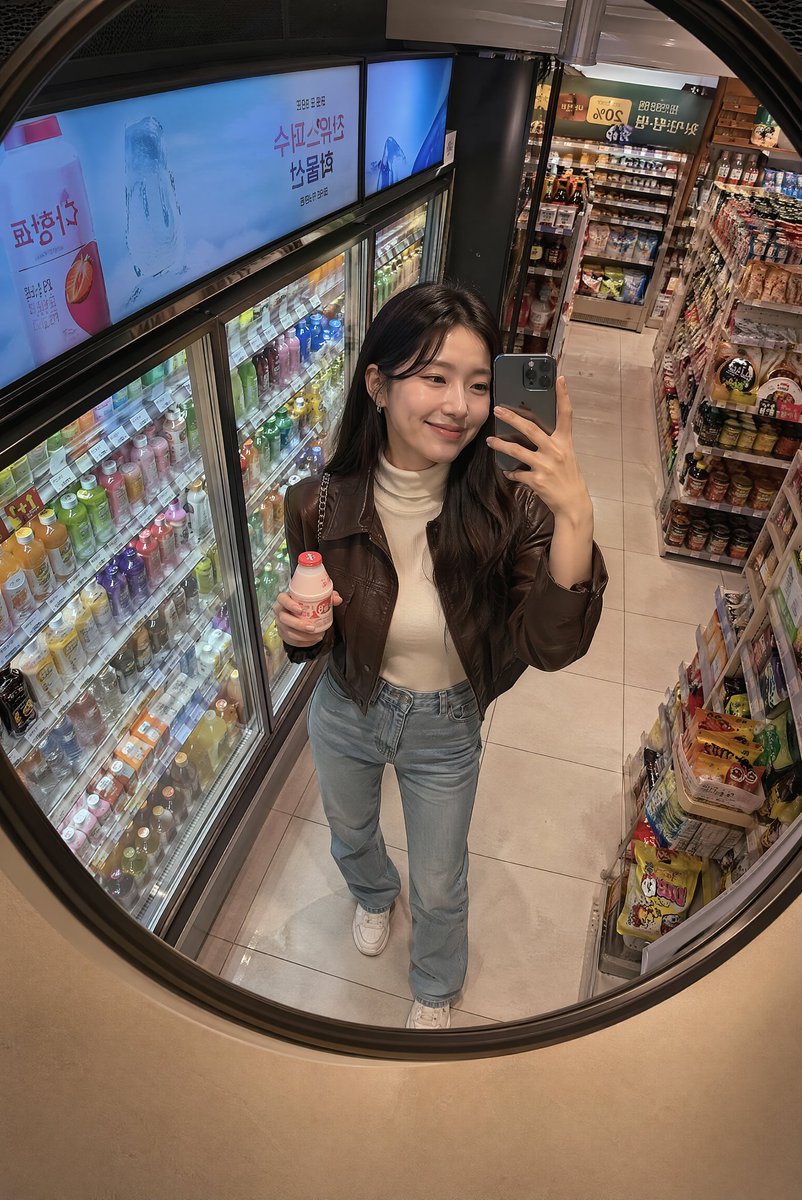深夜韩国便利店镜面抓拍, 图片 1